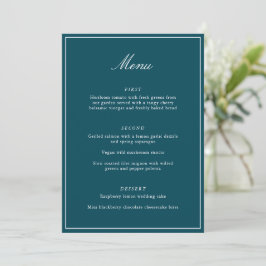 Formele Klassieke Rand Teal Script Elegante Trouwd Menu