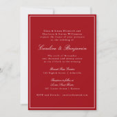 Formele Klassieke Rode Script Elegante Trouw-RSVP Kaart (Voorkant)