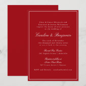 Formele Klassieke Rode Script Elegante Trouw-RSVP Kaart (Voorkant / Achterkant)