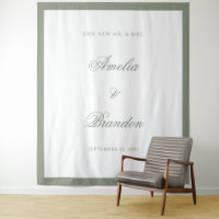 Formele klassieke Sage Green Border bruiloft achte
