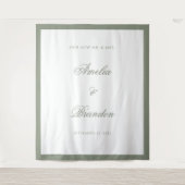 Formele klassieke Sage Green Border bruiloft achte Wandkleed (Voorkant)