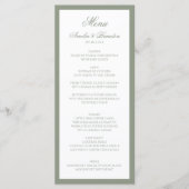 Formele klassieke Sage Green Border Script Wedding Menu (Voorkant)