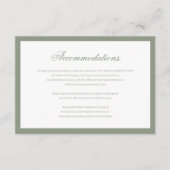 Formele klassieke Sage Green bruiloft accommodatie Informatiekaartje (Voorkant)