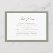 Formele klassieke Sage Green bruiloft receptie Informatiekaartje (Voorkant)