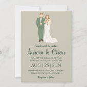 Formele klassieke Sage Green bruiloft uitnodiginge Kaart (Voorkant)