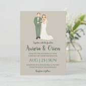 Formele klassieke Sage Green bruiloft uitnodiginge Kaart (Staand voorkant)