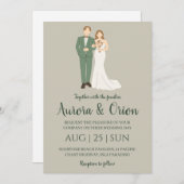 Formele klassieke Sage Green bruiloft uitnodiginge Kaart (Voorkant / Achterkant)