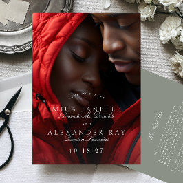 Formele Klassieke Sage Groene Kalligrafie Foto Save The Date