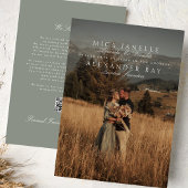 Formele Klassieke Sage Groene Namen Foto QR Code Save The Date