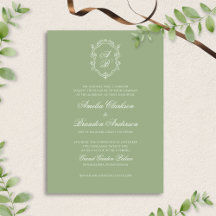 Formele Klassieke Saliegroene Monogram Wapen Huwel