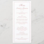 Formele Klassieke Stof Rose Border Script Trouwdag Menu (Voorkant)