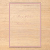 Formele Klassieke Stof Rose Rand Script Bruiloft Acryl Uitnodigingen (Voorkant)