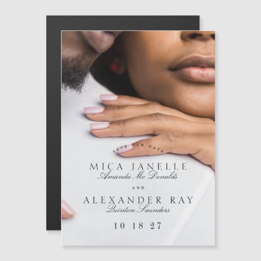 Formele klassieke Tuxedo zwarte foto Sla de datum Magnetische Uitnodiging (Voorkant / Achterkant)