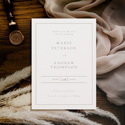 Formele klassieke typografie delicate Lijst bruilo Save The Date