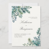 Formele Klassieke Winter Botanicals Elegante Bruil Kaart (Voorkant)