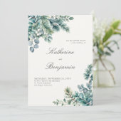 Formele Klassieke Winter Botanicals Elegante Bruil Kaart (Staand voorkant)