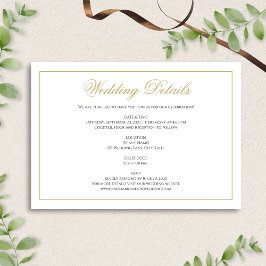Formele Klassieke Zwart en Goud Trouwdetails Informatiekaartje