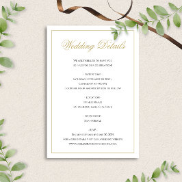 Formele Klassieke Zwart & Goud Border Wedding Deta Informatiekaartje