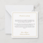 Formele Klassieke Zwart & Goud bruiloft Dank u Notitiekaartje (Achterkant)