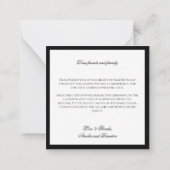 Formele Klassieke Zwart-wit bruiloft Dank u Notitiekaartje (Achterkant)