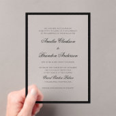 Formele Klassieke Zwart & Wit Grensschrift Bruilof Acryl Uitnodigingen (Insitu (Draagbaar))