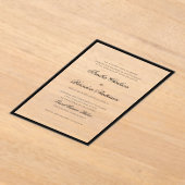 Formele Klassieke Zwart & Wit Grensschrift Bruilof Acryl Uitnodigingen (Laagn)