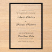 Formele Klassieke Zwart & Wit Grensschrift Bruilof Acryl Uitnodigingen (Voorkant)