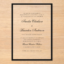 Formele Klassieke Zwart & Wit Grensschrift Bruilof Acryl Uitnodigingen