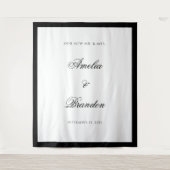 Formele Klassieke Zwart & Wit Huwelijk Achtergrond Wandkleed (Voorkant)