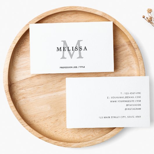 Formele Klassieke Zwart-wit Monogram Typografie Visitekaartje