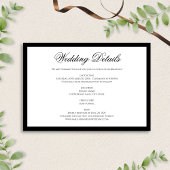 Formele Klassieke Zwart-Wit Trouwdetails Informatiekaartje