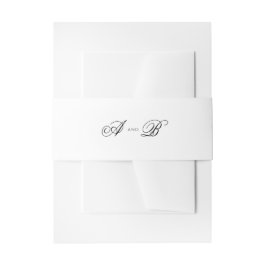 Formele Klassieke Zwarte Monogram Script Wedding Uitnodigingen Wikkel