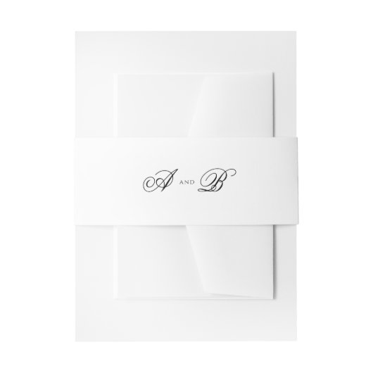 Formele Klassieke Zwarte Monogram Script Wedding Uitnodigingen Wikkel (Voorkant Voorbeeld)