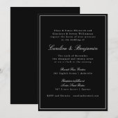 Formele klassieke zwarte Script elegante bruiloft  Kaart (Voorkant / Achterkant)