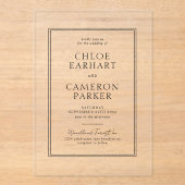 Formele Klassieke Zwarte Vierkante Border Wedding Acryl Uitnodigingen (Voorkant)