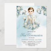 Formele kleding kleine jongen blauw wit bloemen sa kaart (Voorkant / Achterkant)