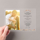 Formele Kleurrijke Bloemen Trouwfoto Horizontaal Acryl Uitnodigingen (Insitu (Draagbaar))