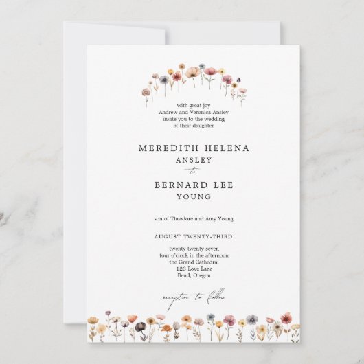 Formele kleurrijke bloemenbruiloft kaart (Voorkant)