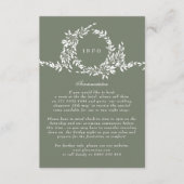 Formele krans Sage Groene Elegante Huwelijksdetail Informatiekaartje (Voorkant)