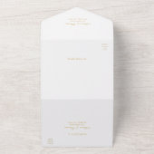 Formele Kuif Gouden Script Monogram Huwelijk All In One Uitnodiging (Buitenkant)