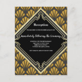 Formele  Kunst Deco zwarte gouden ontvangst Uitnodiging Briefkaart (Voorkant)