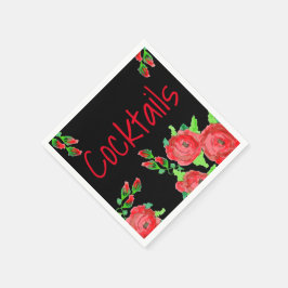 Formele kunstzinnige rode bloemen servet