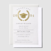 Formele Laurel Krans Goud Graduation Cap Party Vellum Uitnodigingen (Offset)
