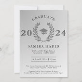 Formele Laurel Wreath Silver Graduation Cap Party Kaart (Voorkant)