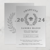 Formele Laurel Wreath Silver Graduation Cap Party Kaart (Voorkant / Achterkant)