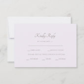 Formele Lavendel Diner Opties RSVP Kaartje (Voorkant)