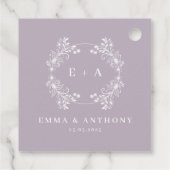 Formele  Lavendel Monogram Bruiloft Bedankjes Labels (Achterkant)