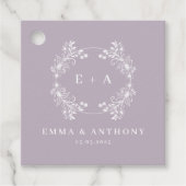 Formele  Lavendel Monogram Bruiloft Bedankjes Labels (Voorkant)