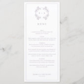 Formele  Lavendel Monogram Bruiloft Menu (Voorkant)