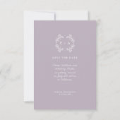 Formele  Lavendel Monogram Bruiloft Save The Date (Achterkant)
